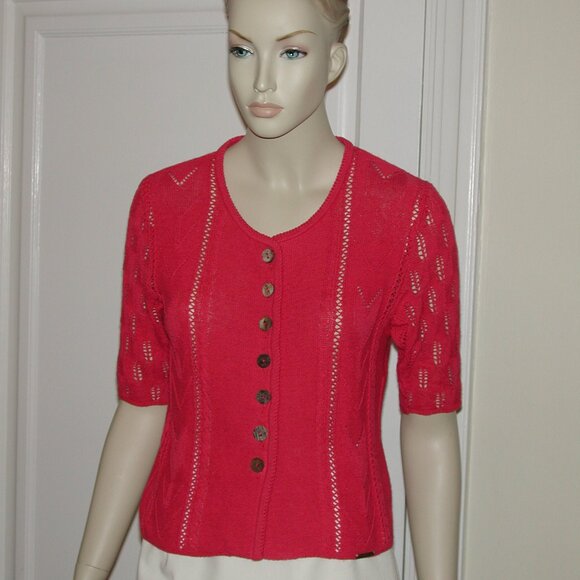 GEIGER made in Austria Cardigan Sweater Logo Signature Cotton & Linen 36/Small - Picture 3 of 8